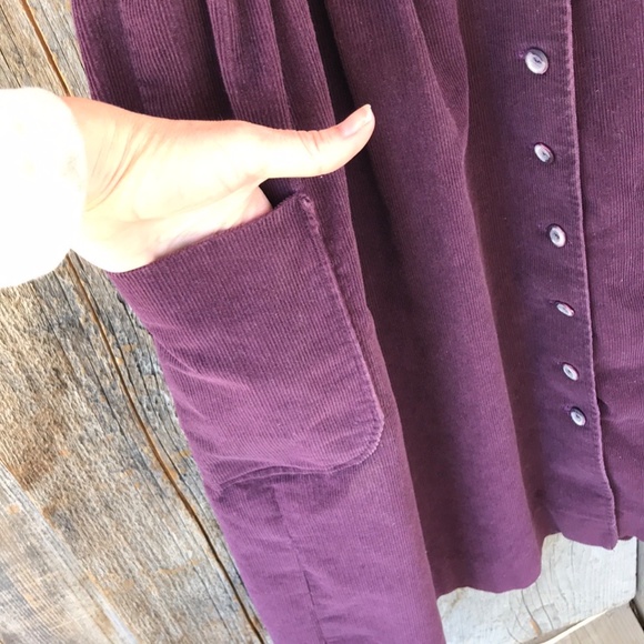 VTG 70s-80s Handmade Purple Corduroy Jumper Dress, Small - Picture 4 of 6